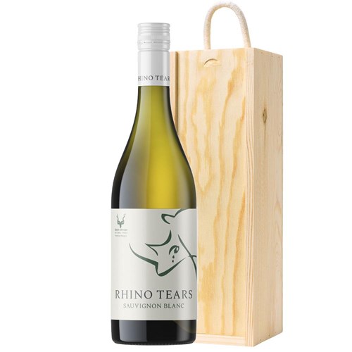 Rhino Tears Sauvignon Blanc 75cl White Wine In Pine Wooden Gift Box